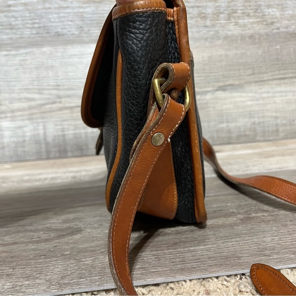 DOONEY & BOURKE Vintage Equestrian Leather Crossbody Purse Bag Black Tan - Picture 8 of 16